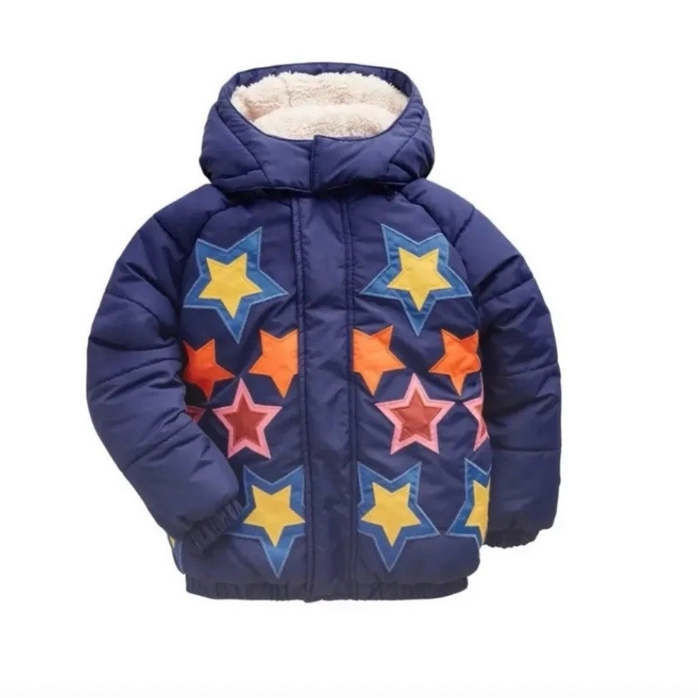 Mini Boden Blue Star Appliqué Puffer Coat 2T-3T
